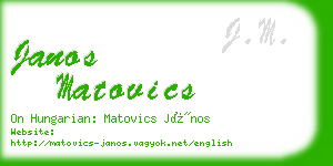 janos matovics business card